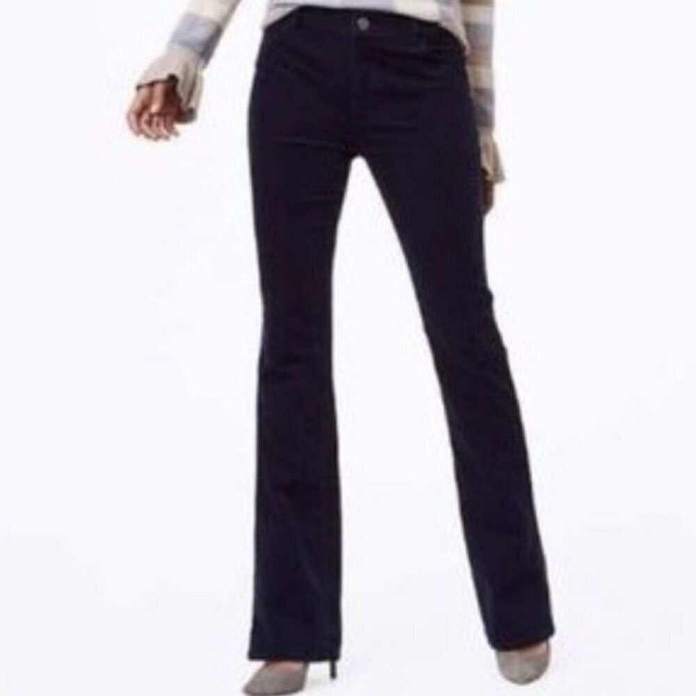 Ann Taylor Loft Curvy Boot Mid Rise Black Corduroy Pants Size 14L